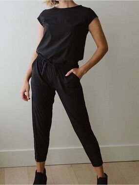Albion Black Sleeveless Drawstring Jumpsuit